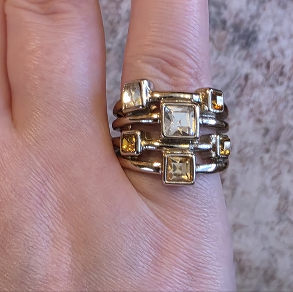 Jewelry - Silver Faux Gemstone Stack Ring Sz 7